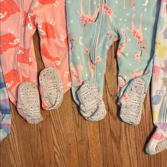 Carter's Cozy Blue and Pink and Purple Footies Pajamas - Picture 7 of 9